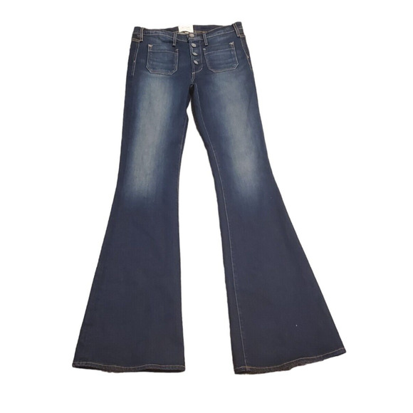 McGuire Mid-Rise Flare Leg Denim Jeans Button Fly Stretch Pockets Women Size 29 - Picture 1 of 4